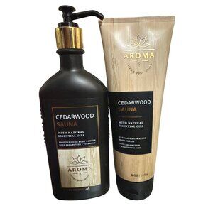 Cedarwood Sauna Body Lotion & Hydration Cream Set With Shea Butter‎ & Hyaluronic